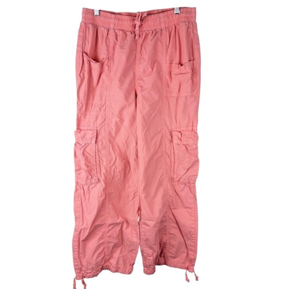 Aerie Pink Cargo Pants Medium Drawstring Waist Wide Leg Y2K Gorpcore Utility